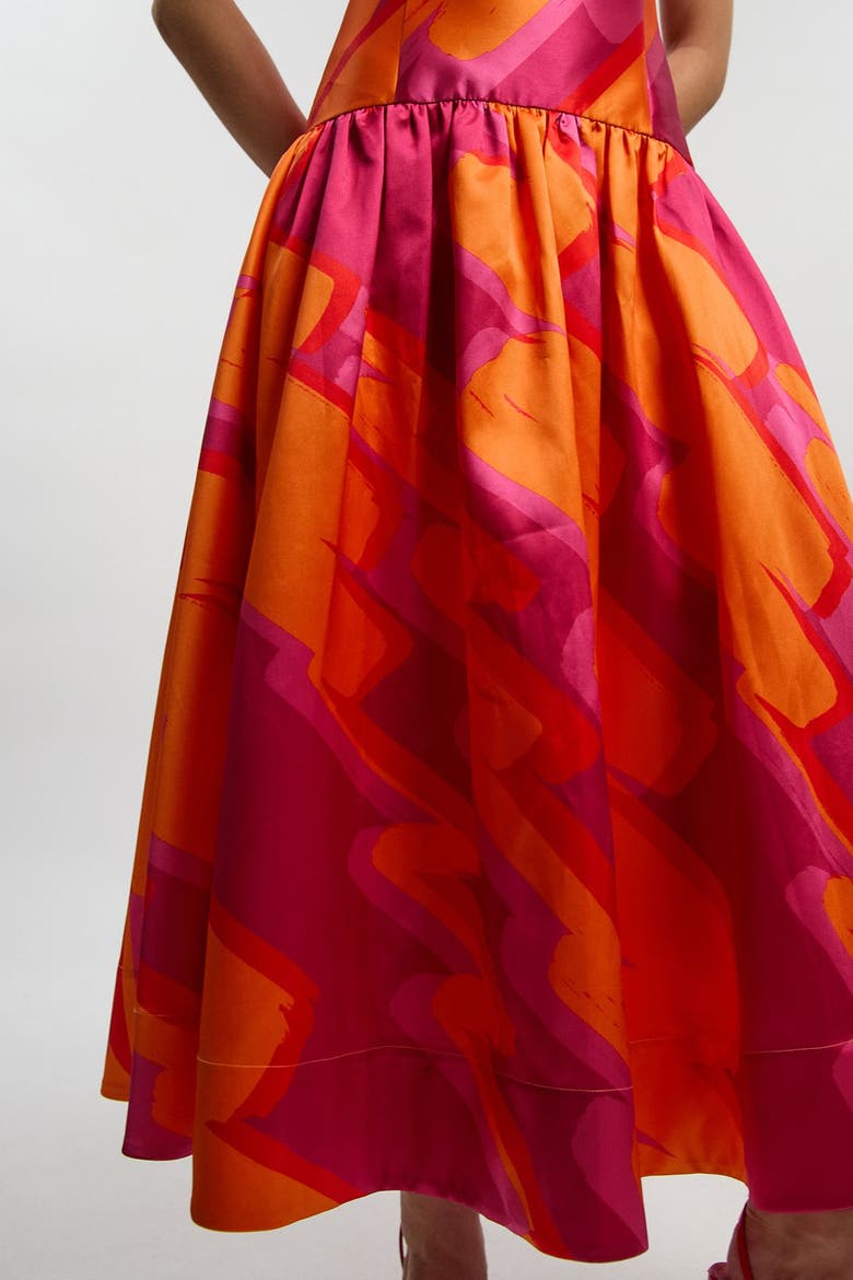 Abstract Strappy Maxi Dress, Alternate, color, Orange