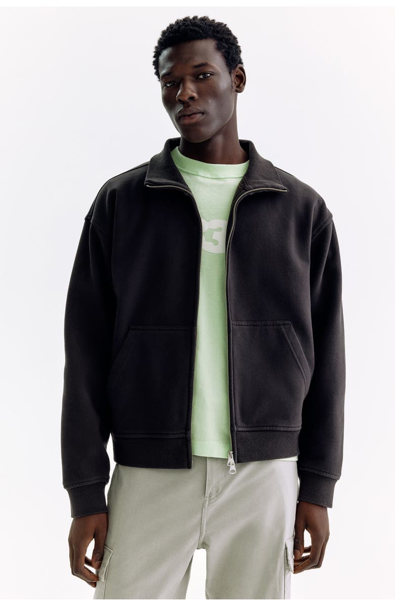 H&M Relaxed-fit boxy track jacket, Alternate, color, Black