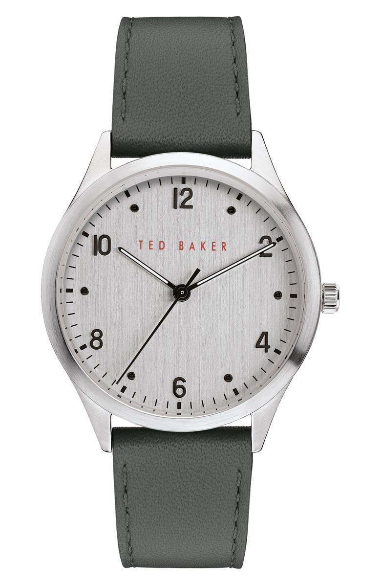 Ted Baker Manhatt Leather Strap Watch, 40mm, Main, color, 