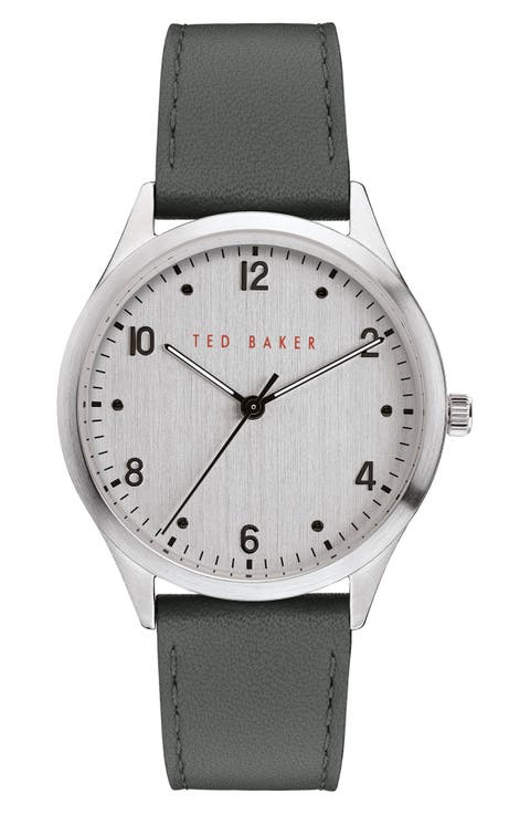 Manhatt Leather Strap Watch, 40mm