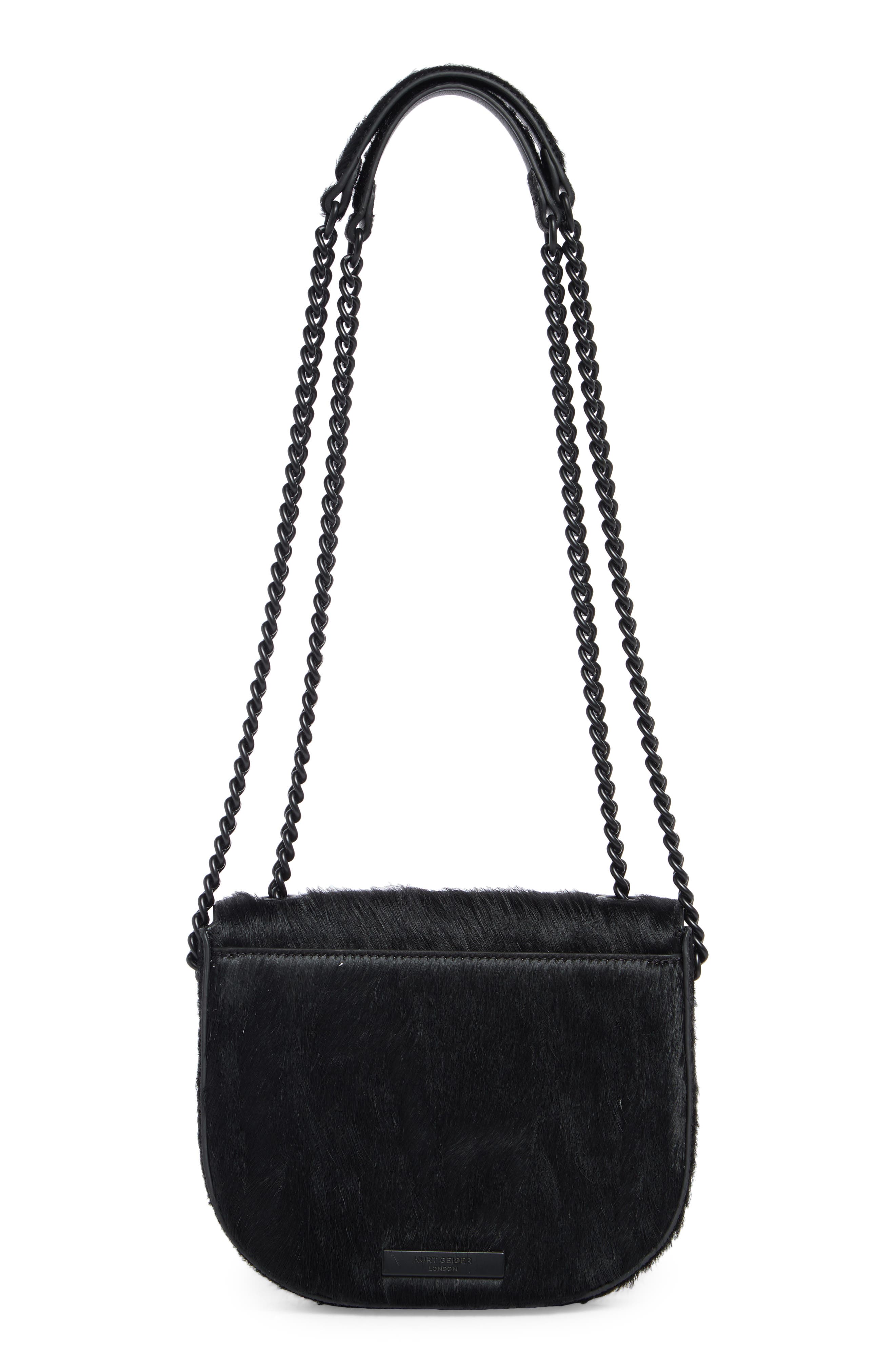 Kurt Geiger London Chelsea Genuine Calf Hair Saddle Crossbody Bag, Alternate, color, Black