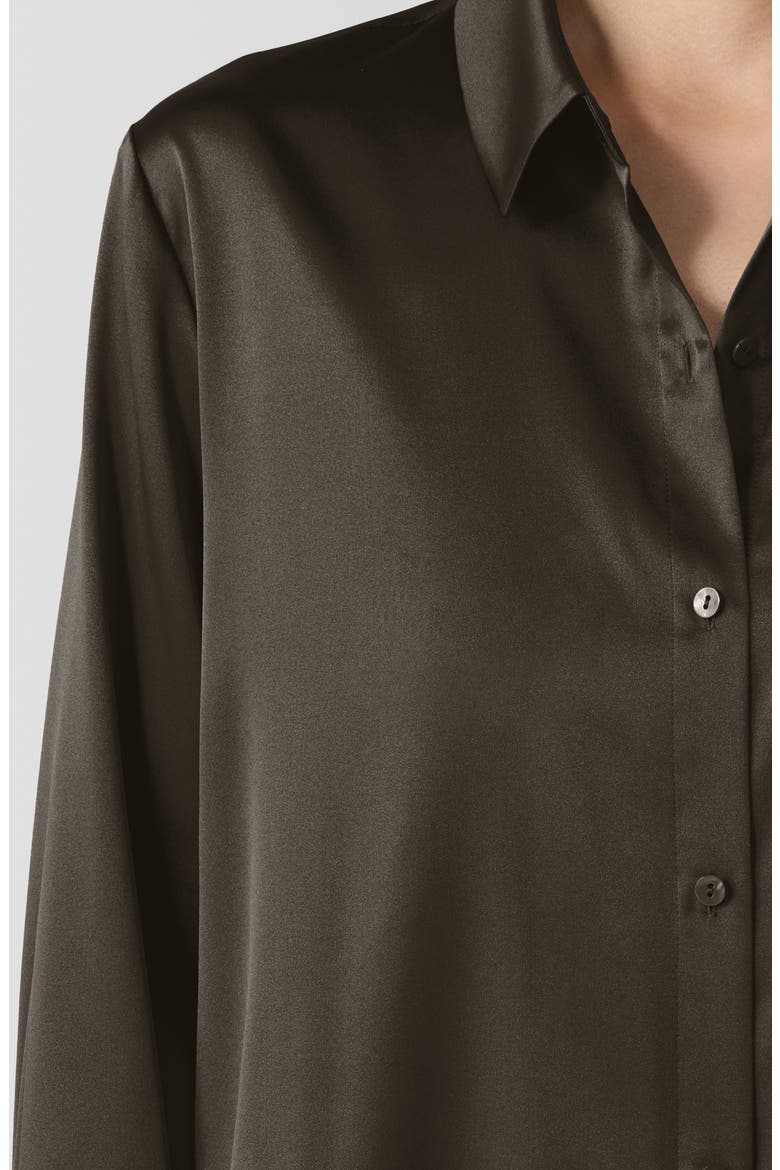 Classic Collar Stretch Silk Button-Up Shirt, Alternate, color, WREN