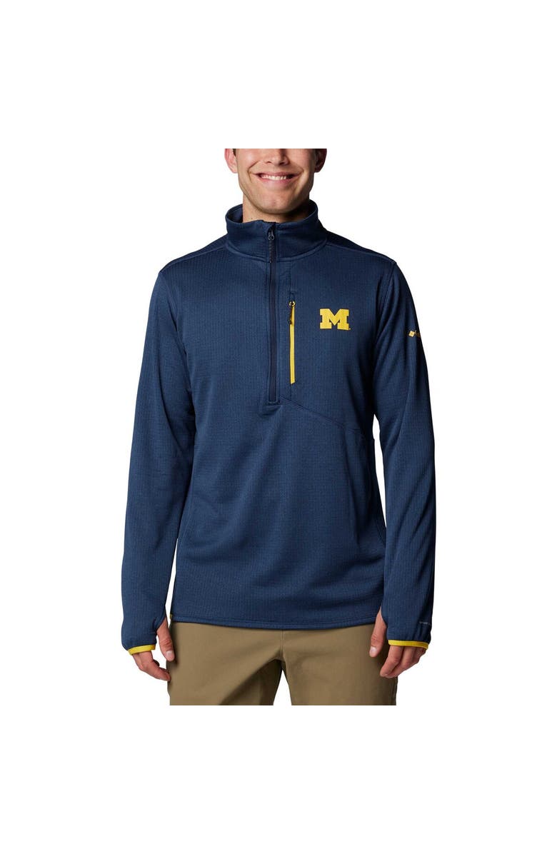 Columbia Men's Columbia Navy Michigan Wolverines Park View Grid Fleece Omni-Wick Half-Zip Jacket, Main, color, Navy