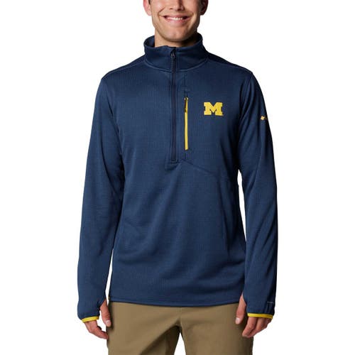 Columbia Navy Michigan Wolverines Park View Grid Fleece Omni-wick Half-zip Jacket