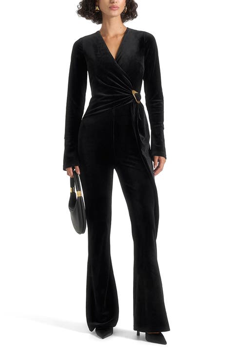 Solel Velour Wrap Jumpsuit