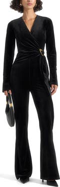 Manière De Voir Solel Velour Wrap Jumpsuit
