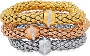 STEELTIME Tri-Tone Mesh Band Bracelets - Set of 3