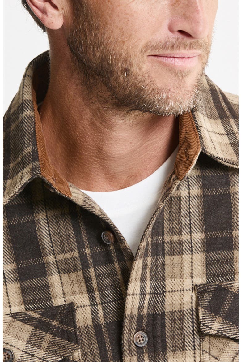 Plaid Knit Flannel Shirt, Alternate, color, BROWN
