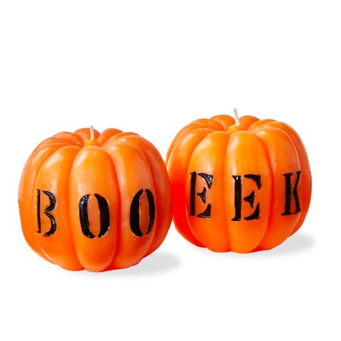Boo Eek Pumpkin Candle Sculpted Flame for Halloween