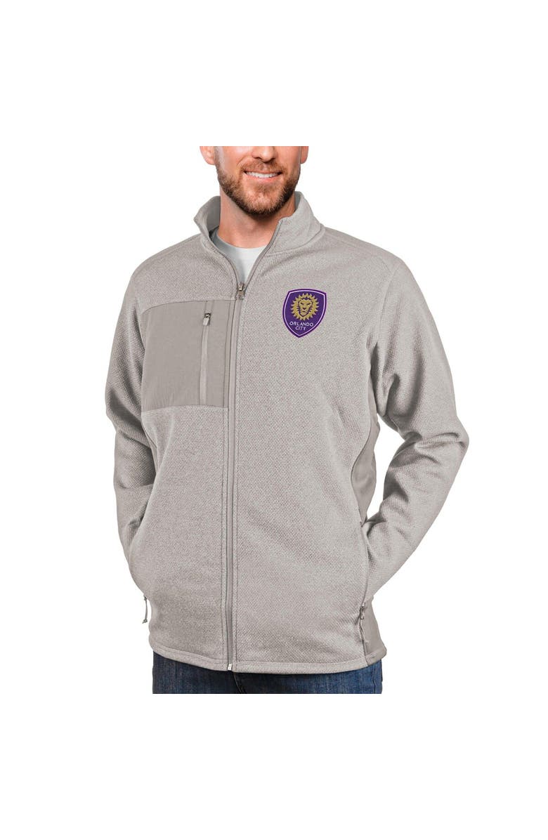 ANTIGUA Men's Antigua Oatmeal Orlando City SC Primary Team Logo Course Full-Zip Jacket, Main, color, 