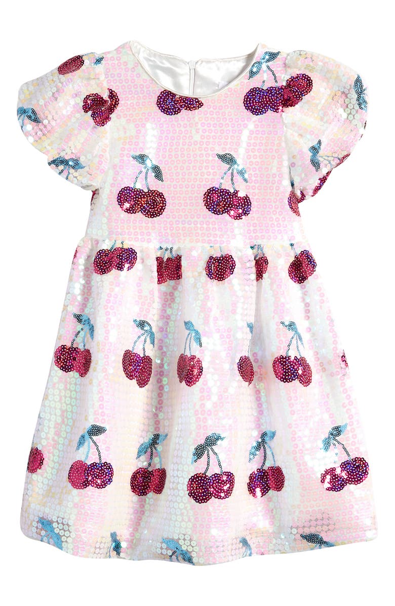 Lola + The Boys Kids' Cherry Sequin Dress, Main, color, 