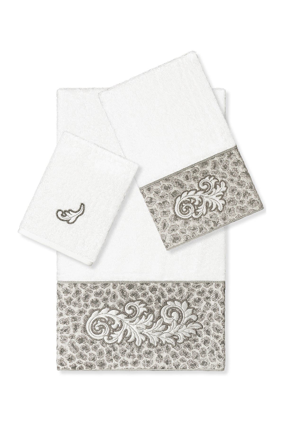 Linum Home Textiles April 3-Piece Embellished Towel - White | Nordstromrack