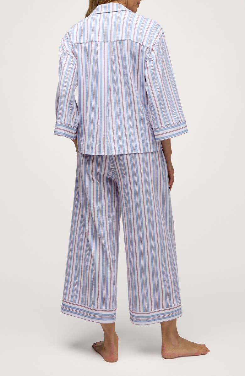 Petite Plume Olivia Wide Leg Pima Cotton Pajamas, Alternate, color, Blue