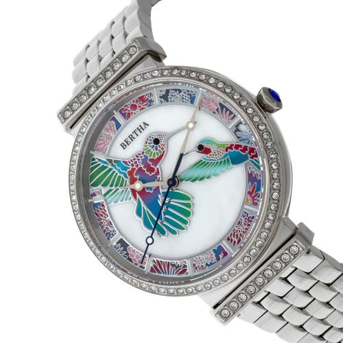 Bertha Emily Mother-of-pearl Bracelet Watch In Silver