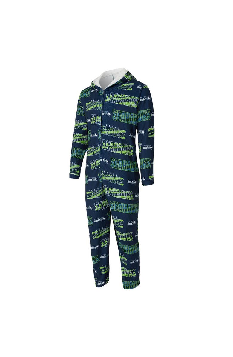 CONCEPTS SPORT Men's Concepts Sport College Navy Seattle Seahawks Shuffle All-Over-Print Microfleece Full-Zip Union Suit, Alternate, color, College Navy