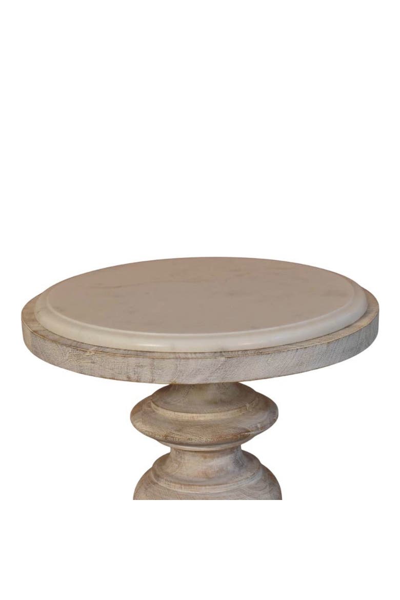 Solid Wood Bellis Marble Accent Table, Alternate, color, Brown