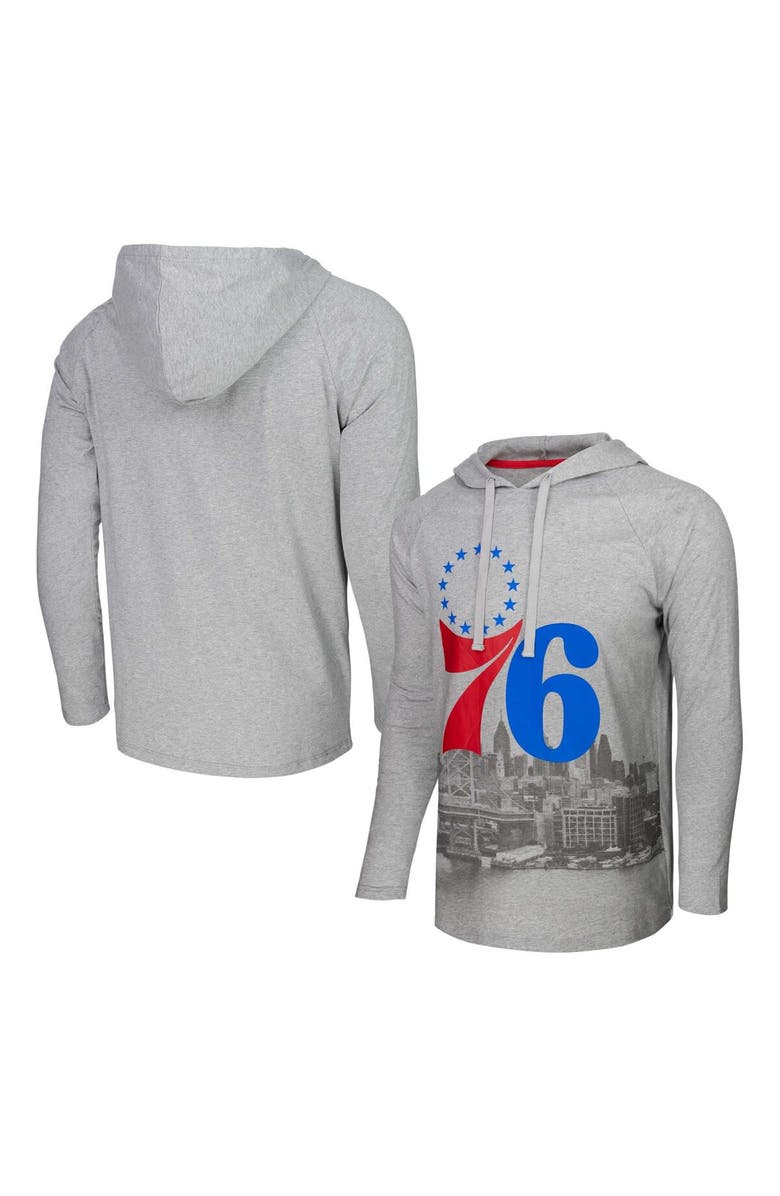 Stadium Essentials Men's Stadium Essentials Heather Gray Philadelphia 76ers Atrium Raglan Long Sleeve Hoodie T-Shirt, Alternate, color, Heather Gray
