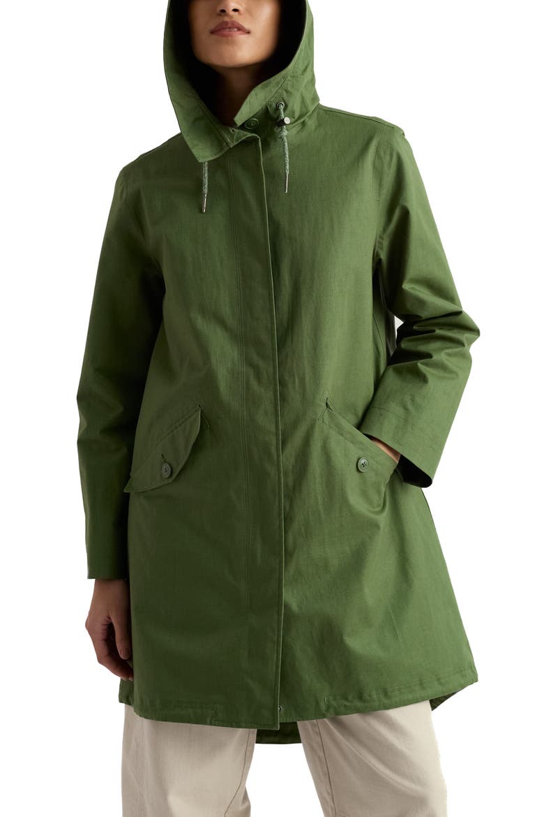 Seafaring Waterproof Linen & Cotton Hooded Coat, Main, color, HEATH