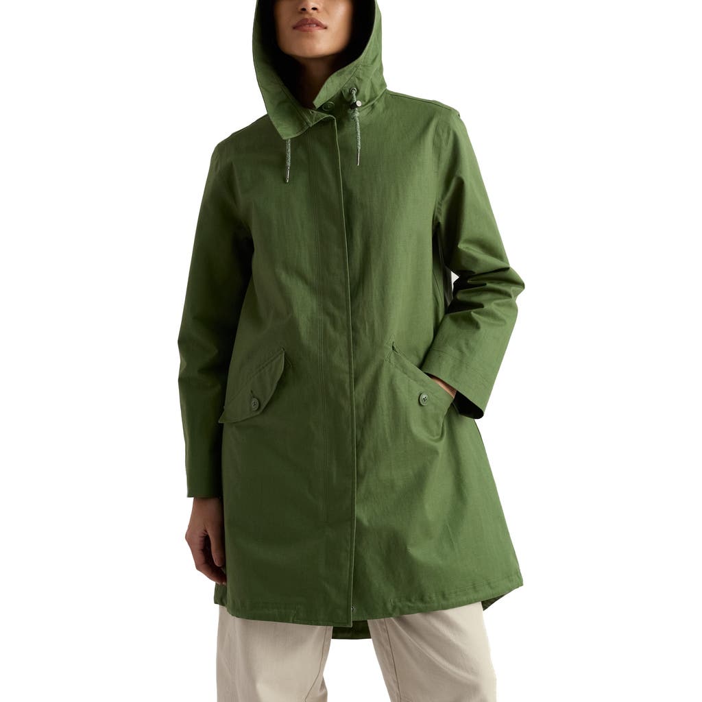 Seasalt Cornwall Seafaring Waterproof Linen & Cotton Hooded Coat In Green