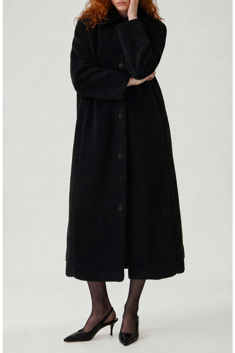 Elise Faux Fur Longline Coat, Alternate, color, BLACK