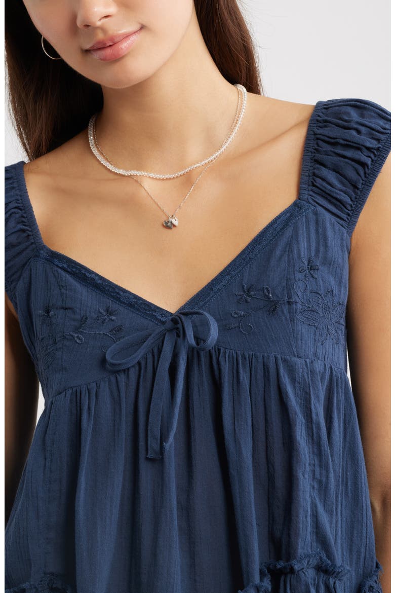 Cap Sleeve Cotton Babydoll Top, Alternate, color, NAVY INDIGO