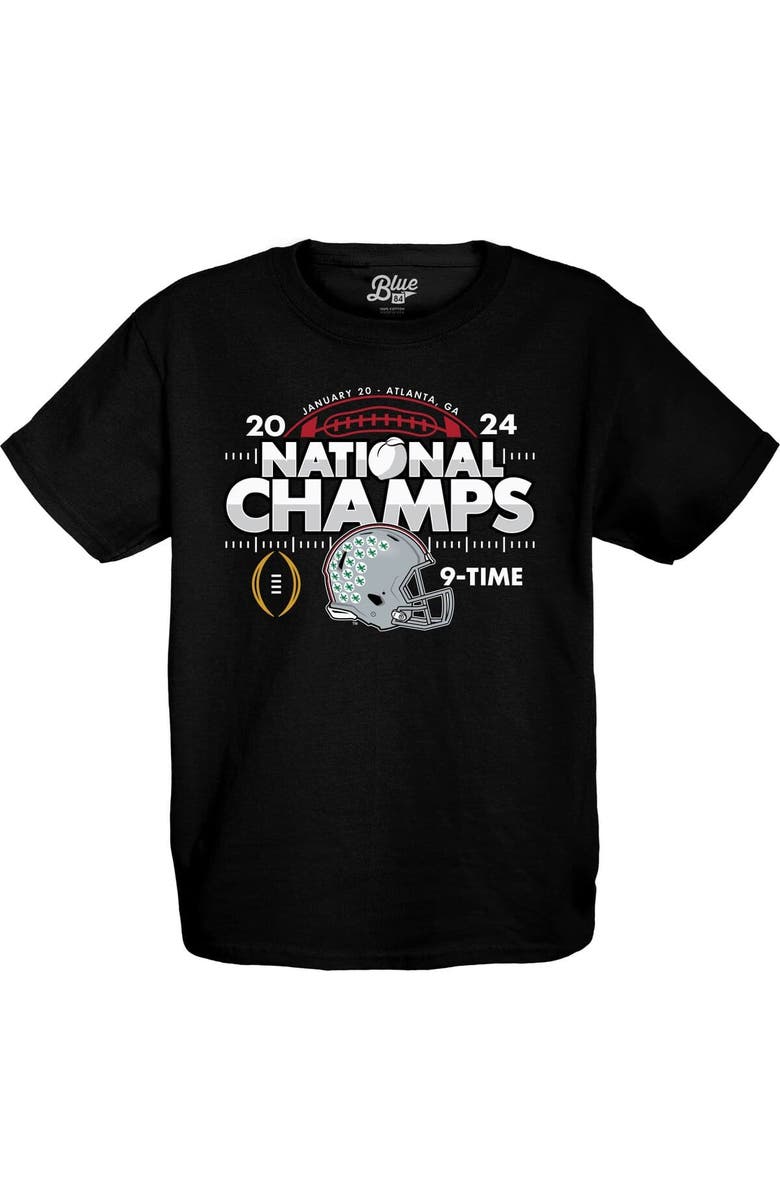 BLUE 84 Youth Blue 84 Black Ohio State Buckeyes College Football Playoff 2024 National Champions Schedule T-Shirt, Alternate, color, 