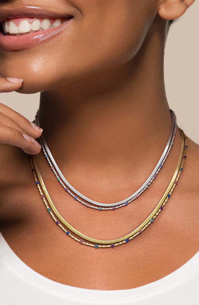 DELMAR Multicolor Dot Layered Herringbone Chain Necklace, Alternate, color, 