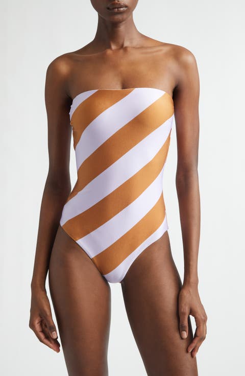 Indra Stripe One-Piece Bandeau Swimsuit