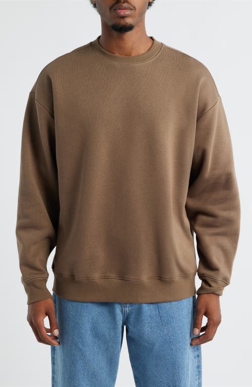 Bp. Oversize Fleece Crewneck Sweatshirt In Brown
