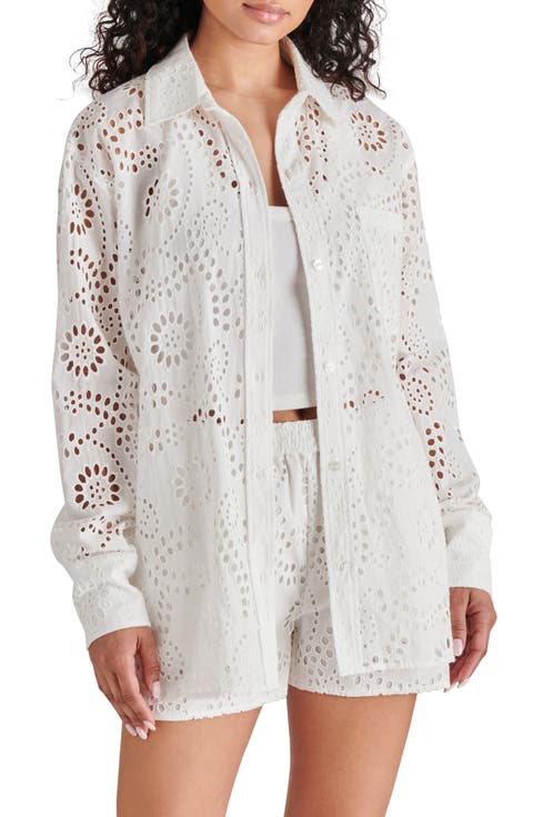 Cornelia Cotton Eyelet Button-Up Shirt