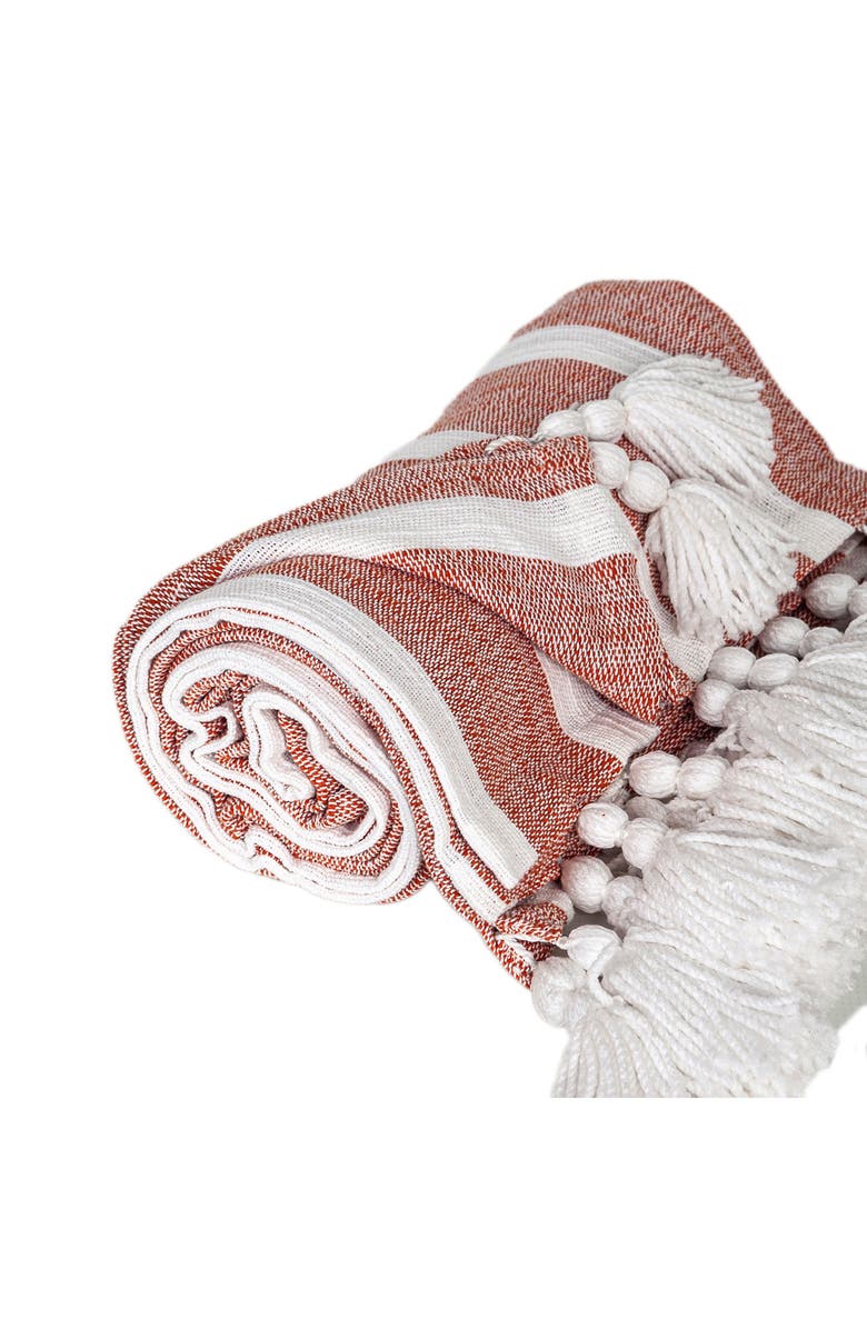 PARKLAND COLLECTION Nara Stripe Tassel Throw Blanket, Alternate, color, Rust