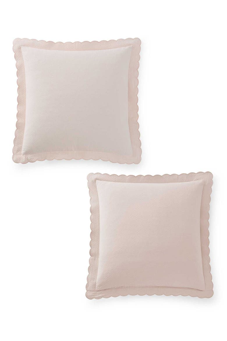 Signature Scallop Set of 2 Euro Pillow Shams, Alternate, color, PEARL PEACH