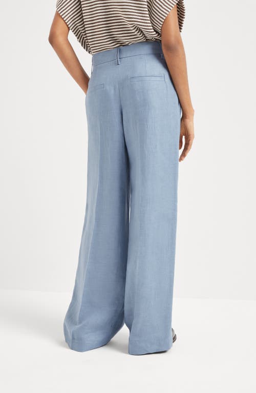 Brunello Cucinelli Loose Pleated Trousers In Avio Blue
