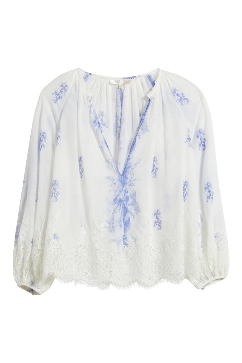 Dresner Lace Trim Top, Alternate, color, VICTORIAN BLUE