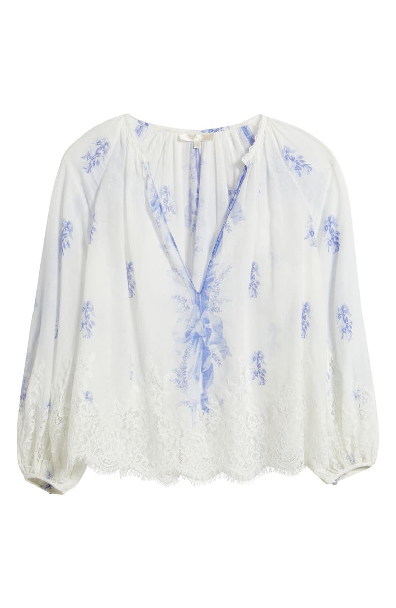 LoveShackFancy Dresner Lace Trim Top, Alternate, color, Victorian Blue