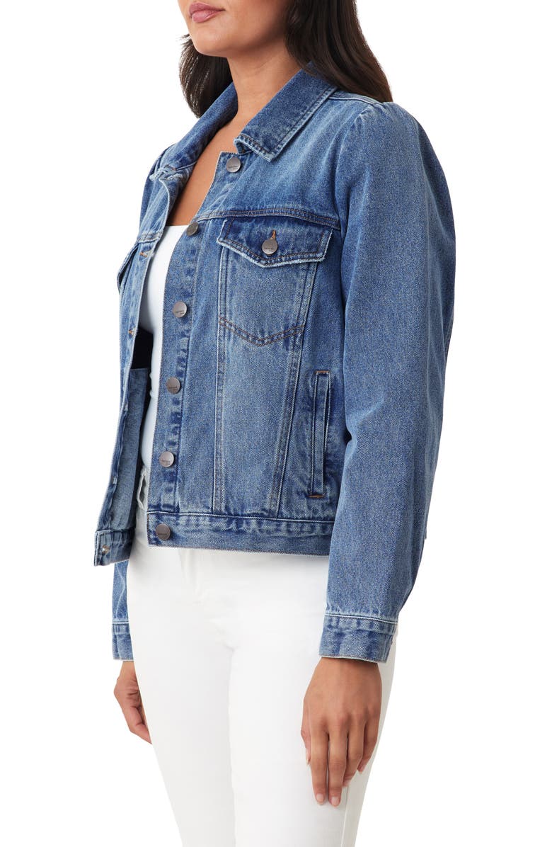 Kensie Puff Sleeve Crop Denim Jacket, Alternate, color, Melbourne