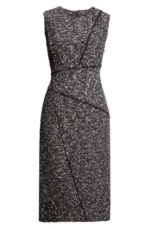 Lafayette 148 New York Fringed Seam Wool Blend Tweed Sheath Dress In Black