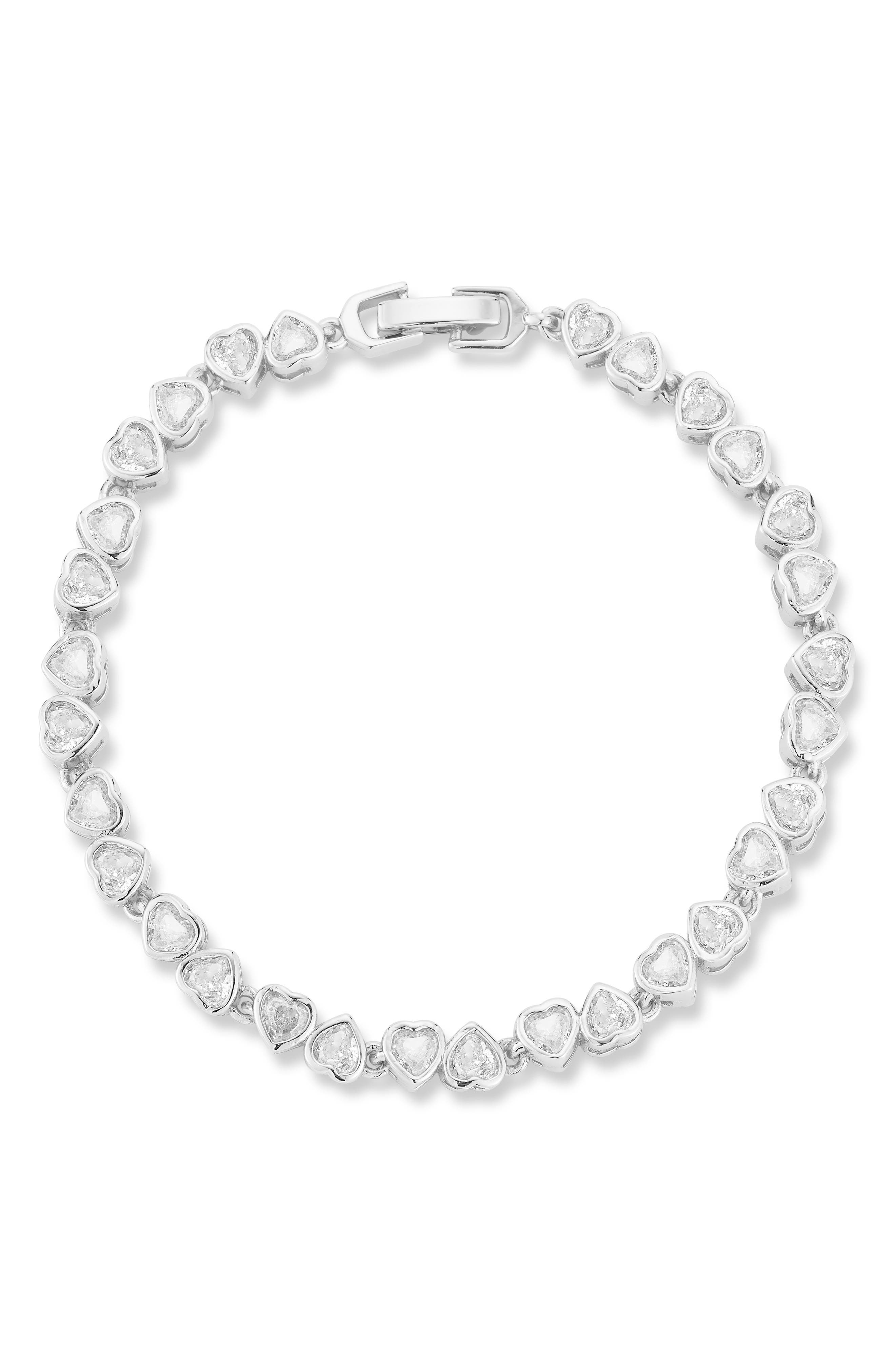 Heart Cubic Zirconia Tennis Bracelet