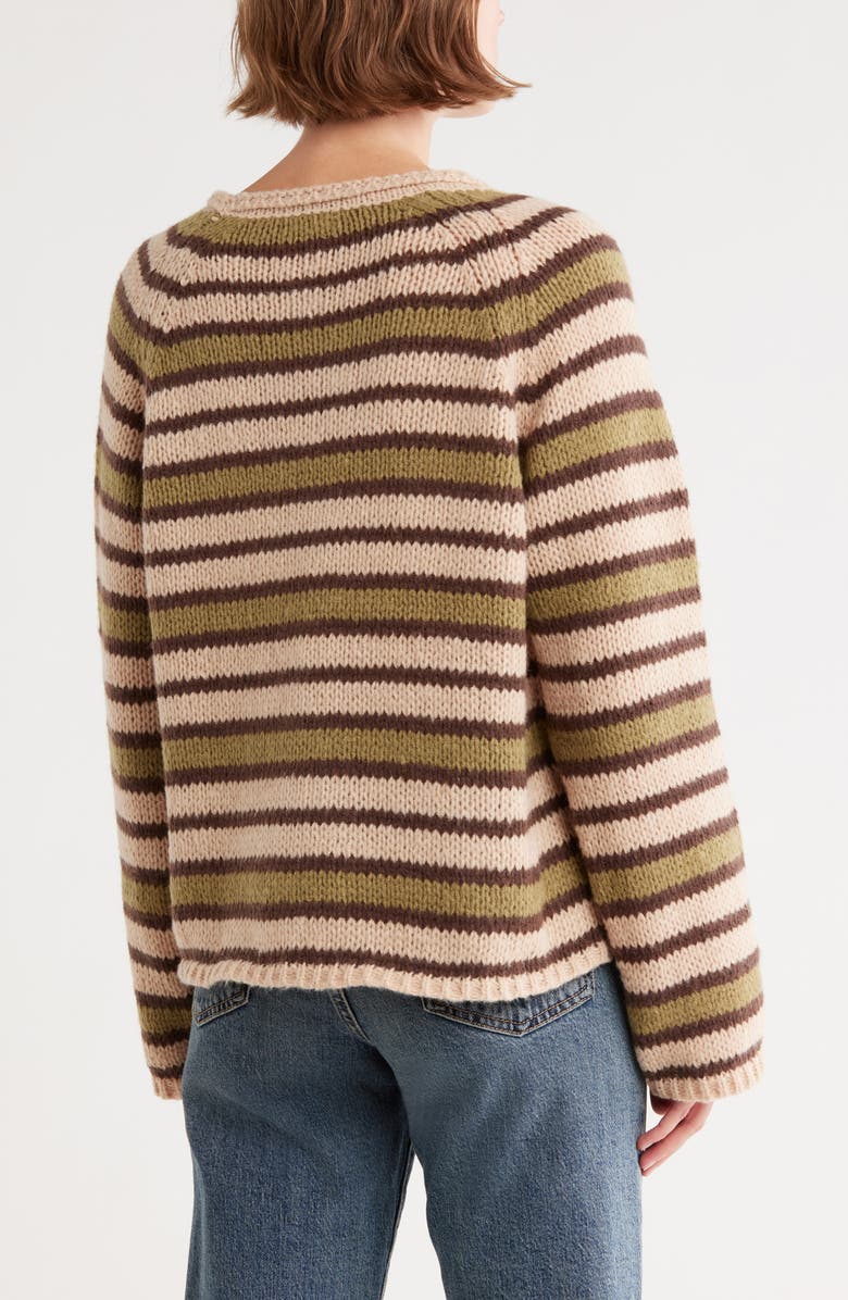 Blu Pepper Stripe V-Neck Sweater, Alternate, color, Olive Multi