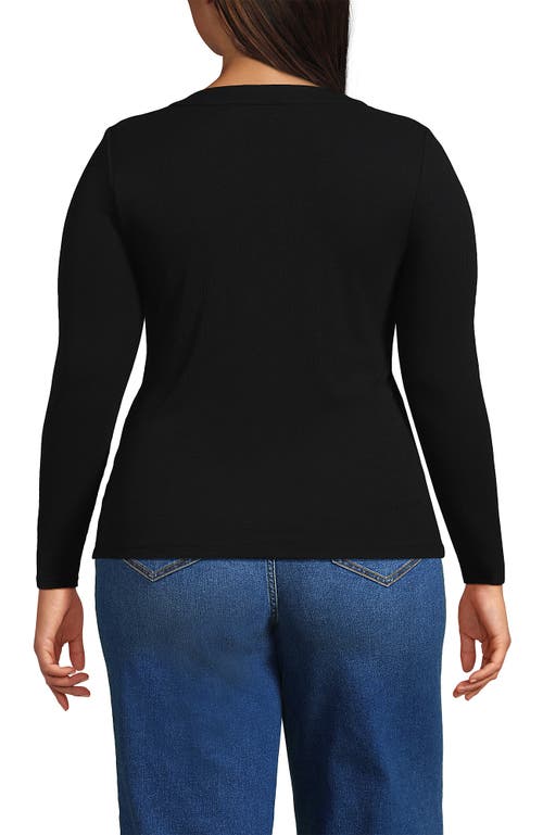 Lands' End Drapey Rib Skimming Long Sleeve Henley In Black