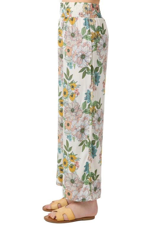 O'neill Kids' Torrie Floral Smocked Waist Pants In Winter White