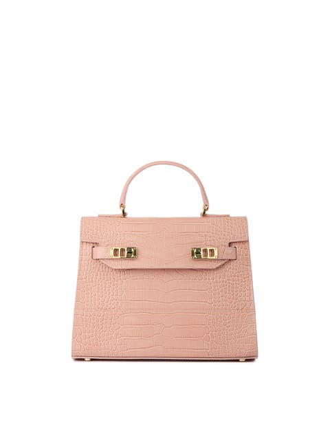 Kim Croco 11" Embossed Leather Top Handle Bag