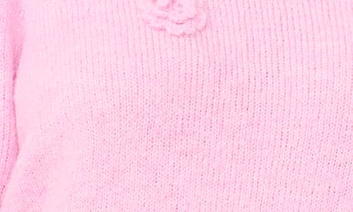Cece Women's Beaded Love Script Crewneck Long-sleeve Sweater In Corsage