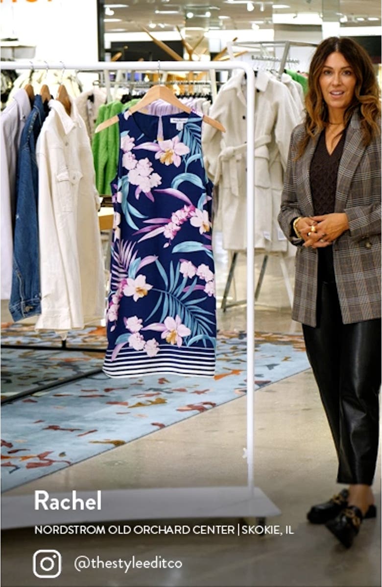 Orchid Opulence Print Sleeveless Silk Shift Dress, sales video thumbnail