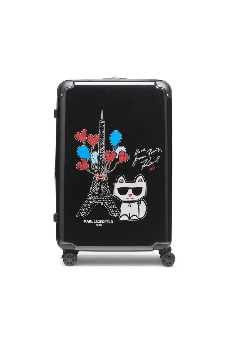 Up in Paris Upright Suitcase, Main, color, Black