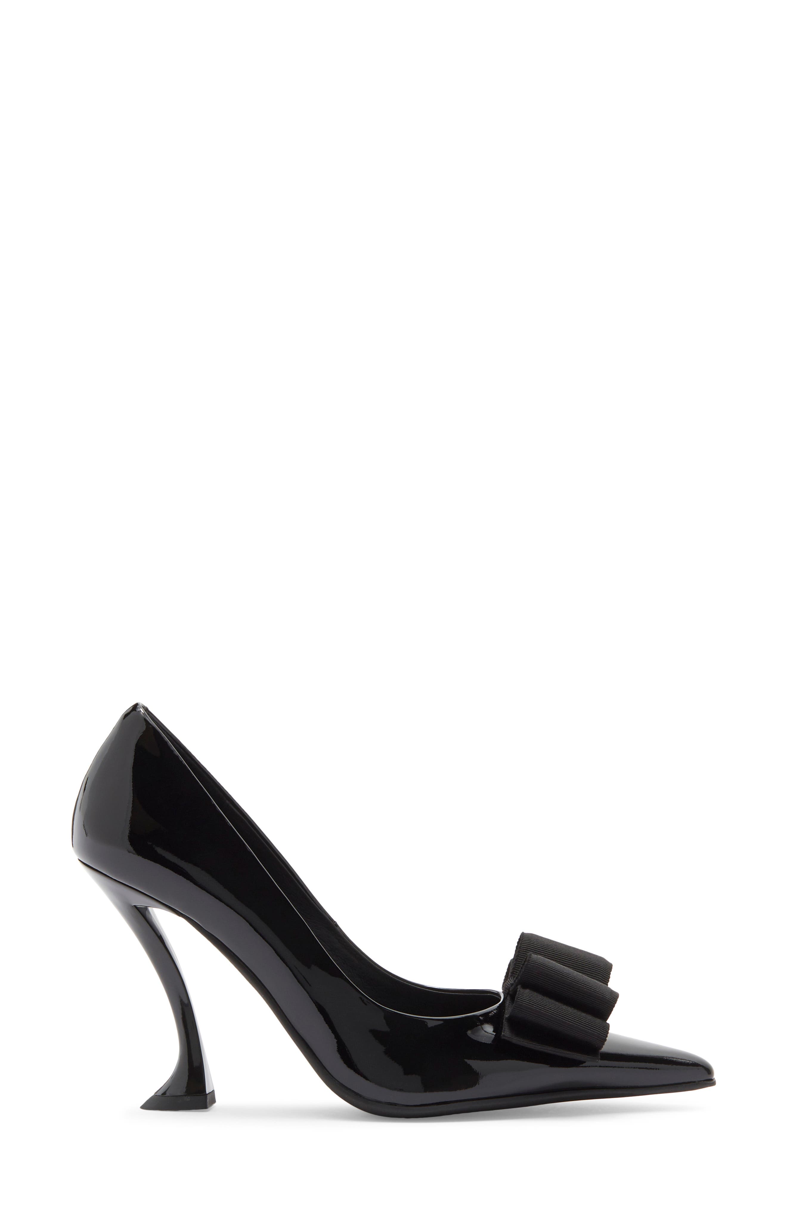 Pardon Bow Pointed Toe Pump, Alternate, color, BLACK PATENT COMBO
