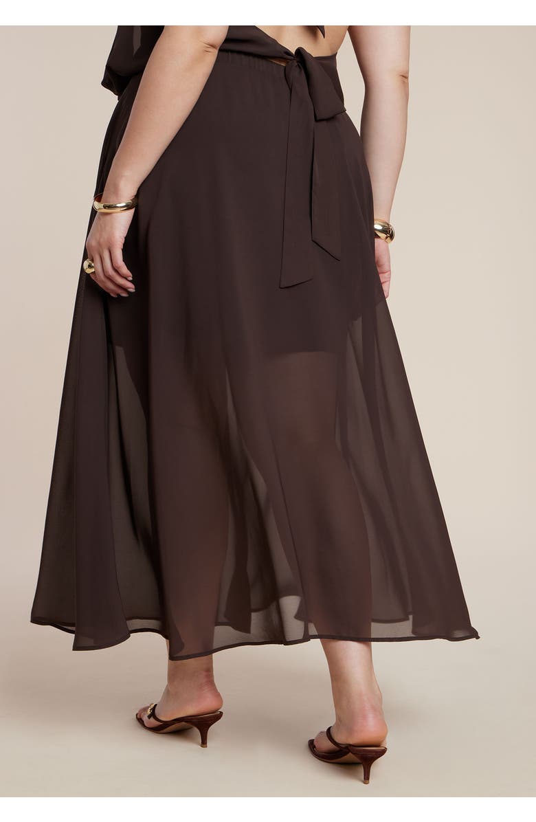 ELOQUII Semi-Sheer Chiffon Circle Skirt, Alternate, color, Chicory Coffee