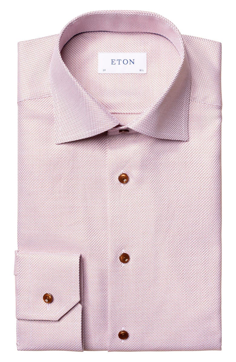 Eton Classic Fit Red Cotton Dobby Dress Shirt, Main, color, 