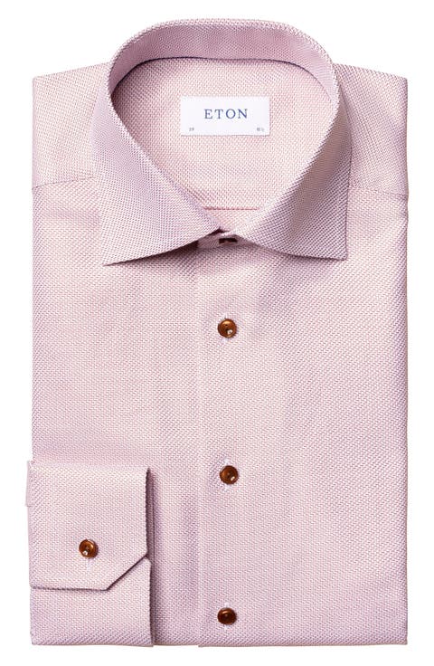 Classic Fit Red Cotton Dobby Dress Shirt