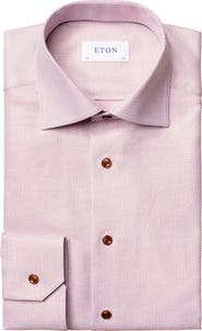 Eton Classic Fit Red Cotton Dobby Dress Shirt